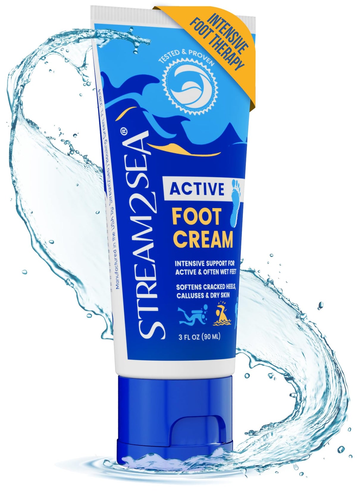 STREAM 2 SEA Active Foot Cream bottle delivering deep hydration for dry feet