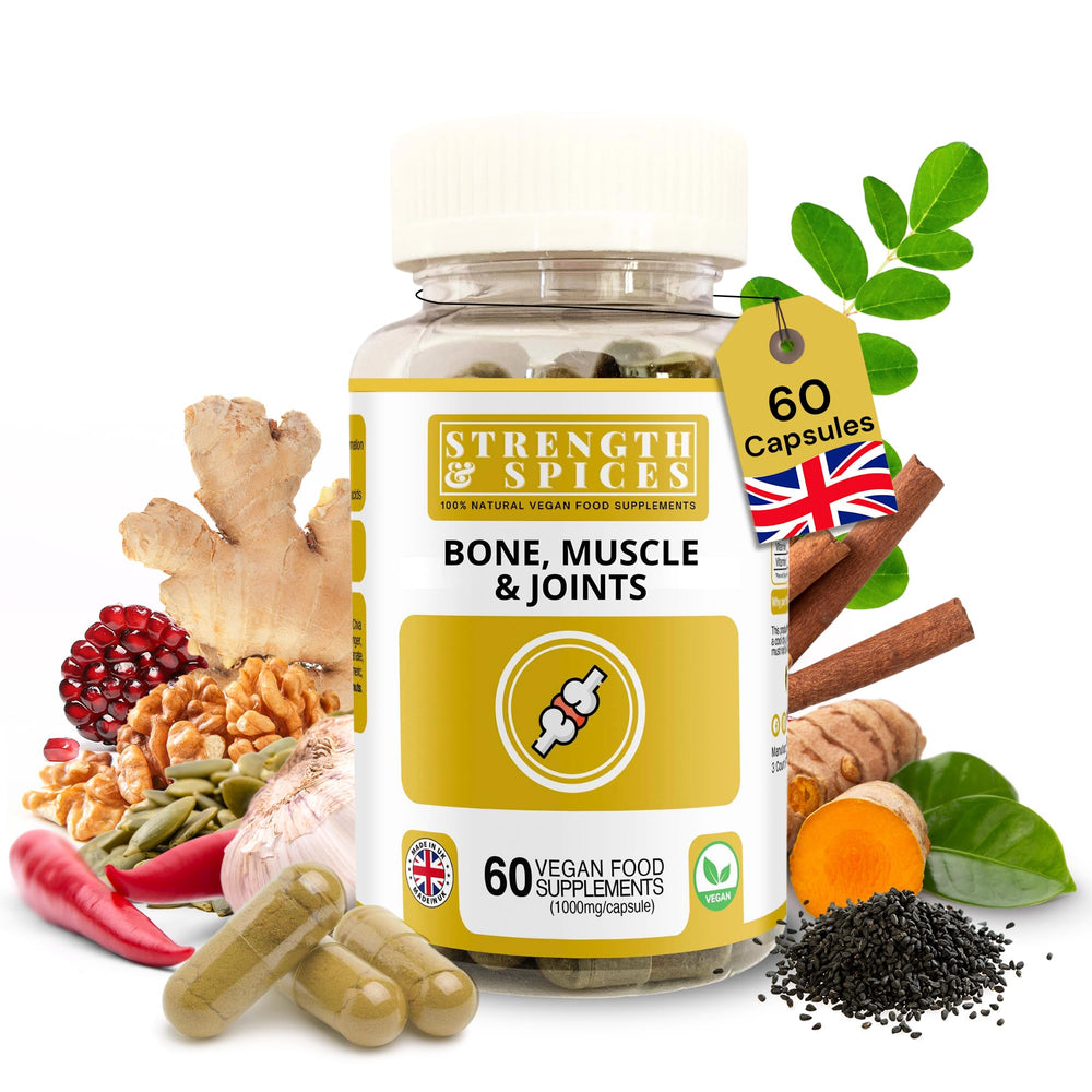 Strength & Spices joint health supplement bottle and label