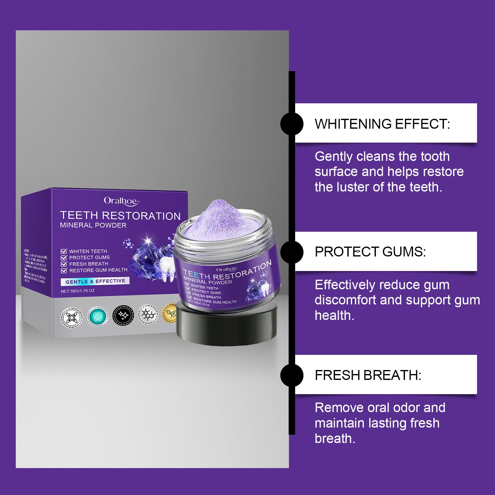 Strengthens teeth and gums with mineral powder