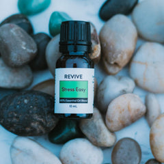 Illustration of Stress Easy blend ingredients: Copaiba, Lime, Cedarwood, Vanilla, Ocotea, Lavender