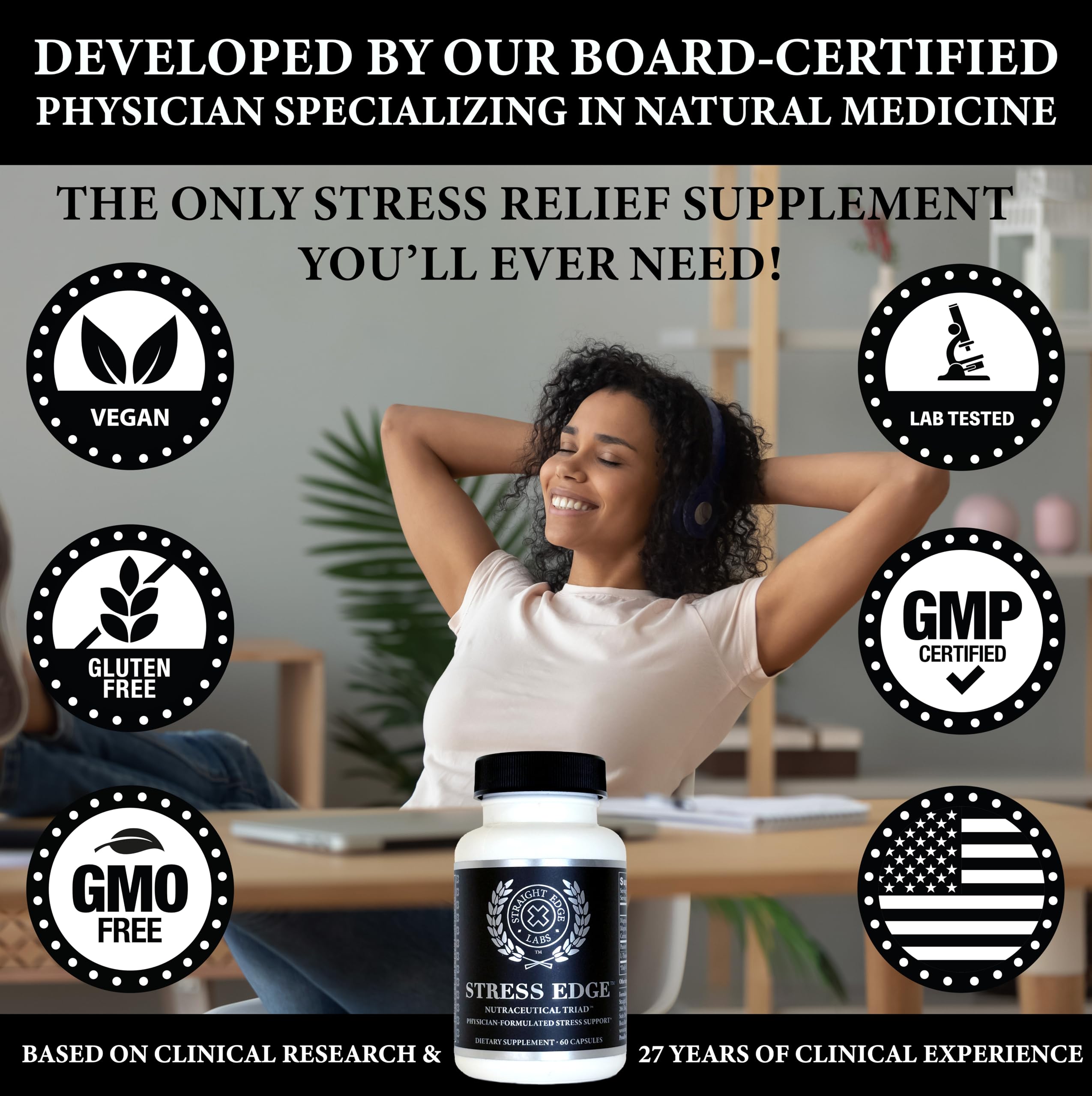 Stress Edge bottle label close-up