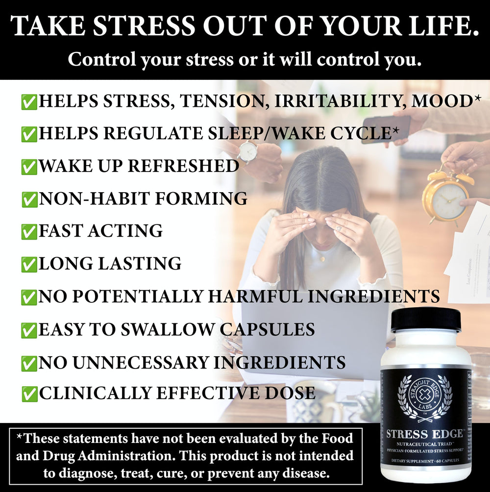 Two Stress Edge capsules beside the bottle