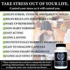 Two Stress Edge capsules beside the bottle