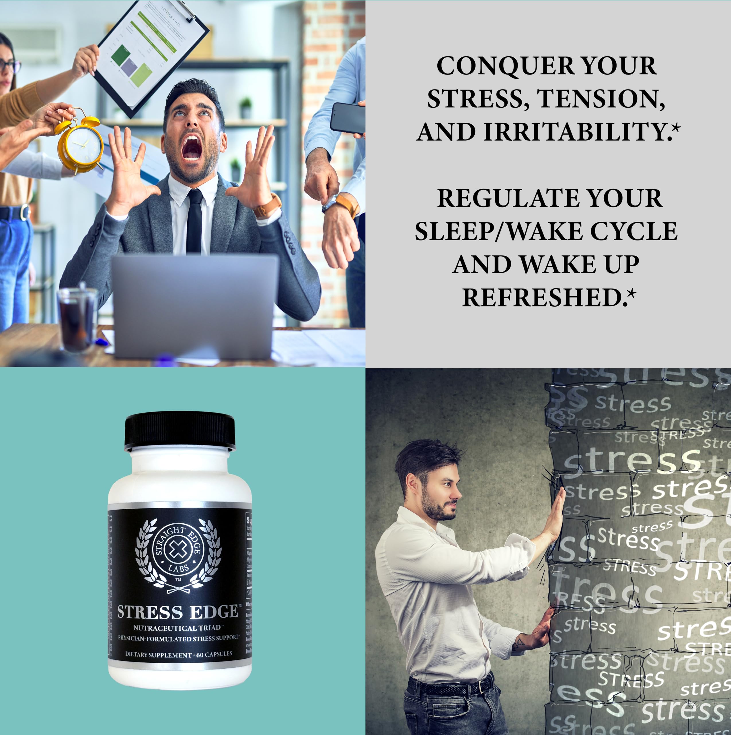 Nighttime sleep concept with Stress Edge packaging