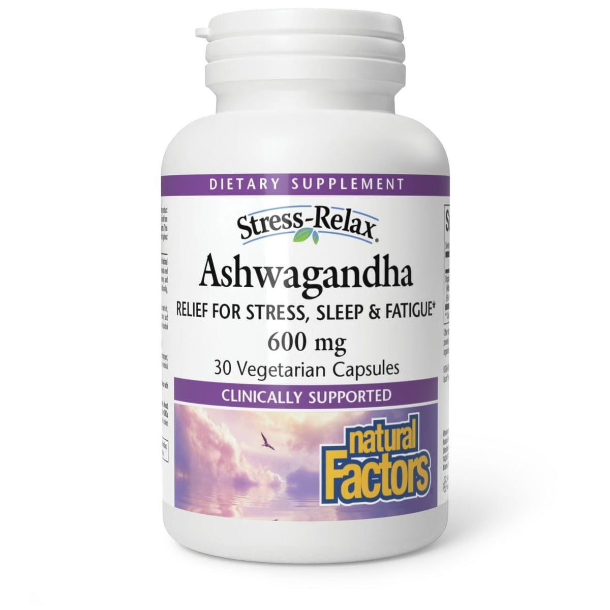 Front view of Stress-Relax KSM-66 Ashwagandha bottle