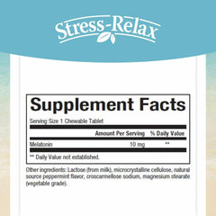 Front and label view of Stress-Relax Melatonin packaging