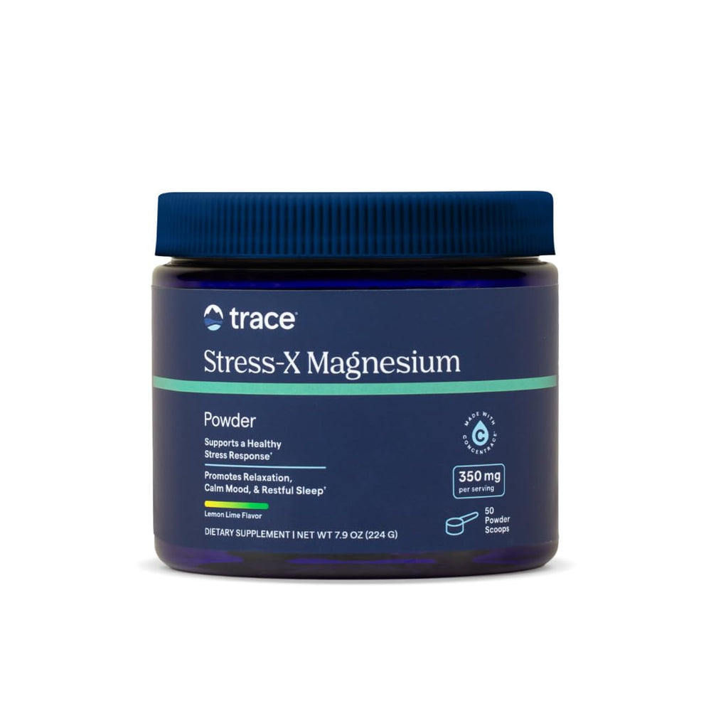 Trace Minerals Stress-X Magnesium powder bottle Lemon Lime flavor 7.9 oz