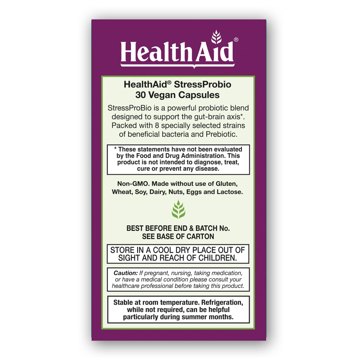 Packaging highlighting gut-brain axis concept for StressProbio probiotic