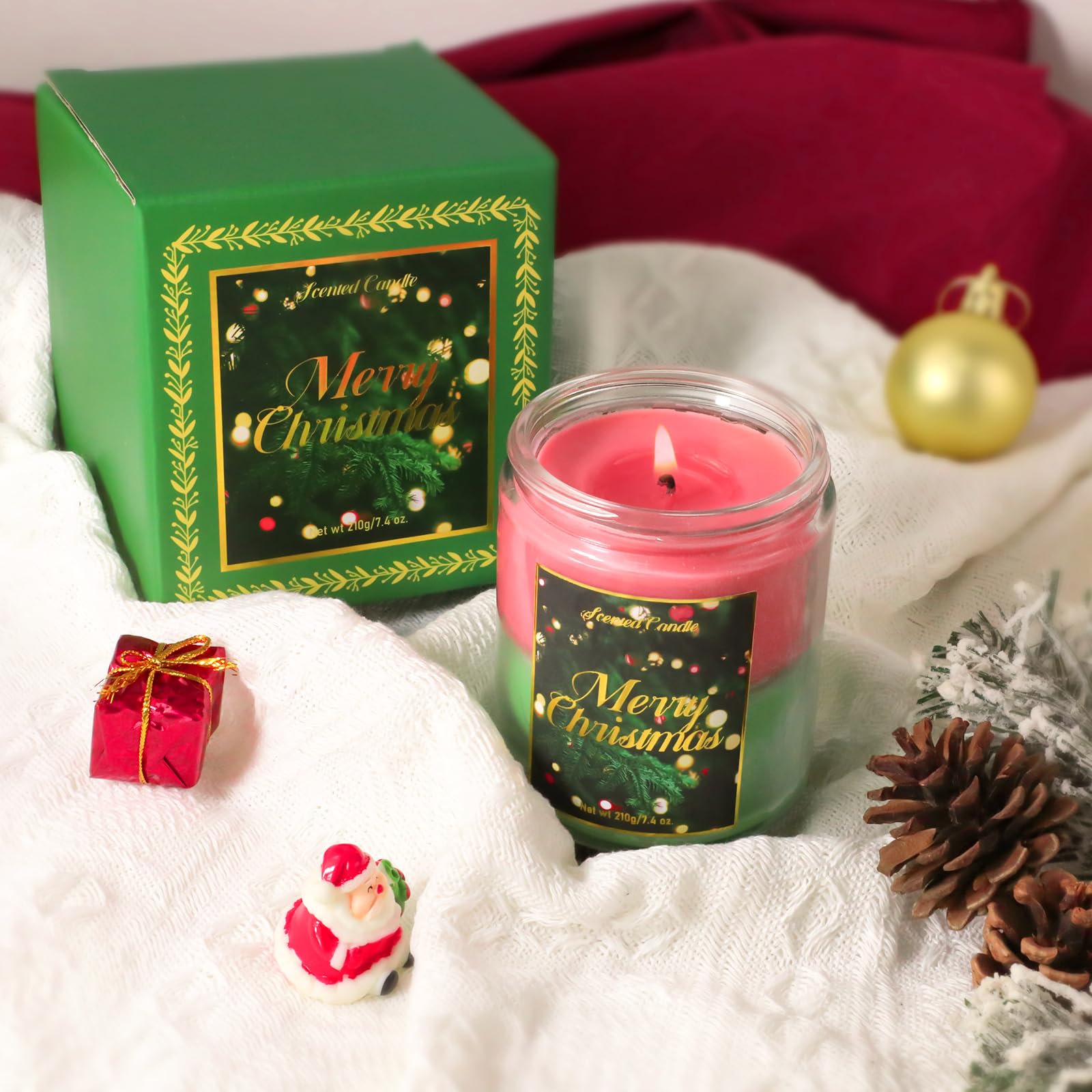 STRN candle lit on a dining table creating cozy holiday ambiance