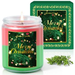 STRN front view of cedar and apple cinnamon jar candle showing label and glass