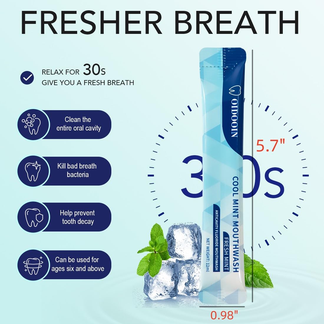 Pack of 20 mint mouthwash bottles