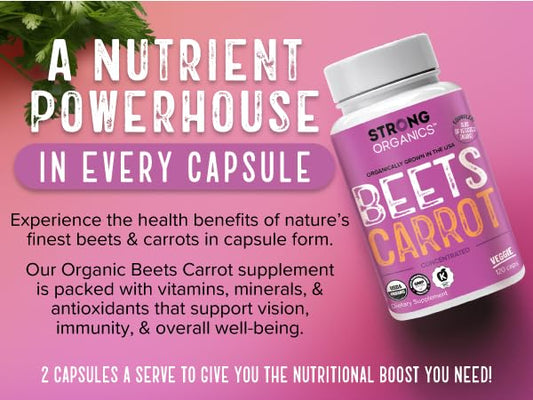 Bottle label highlighting 60% beet and 40% carrot blend