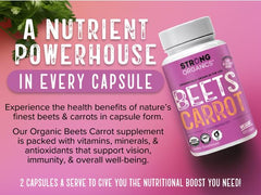 Bottle label highlighting 60% beet and 40% carrot blend
