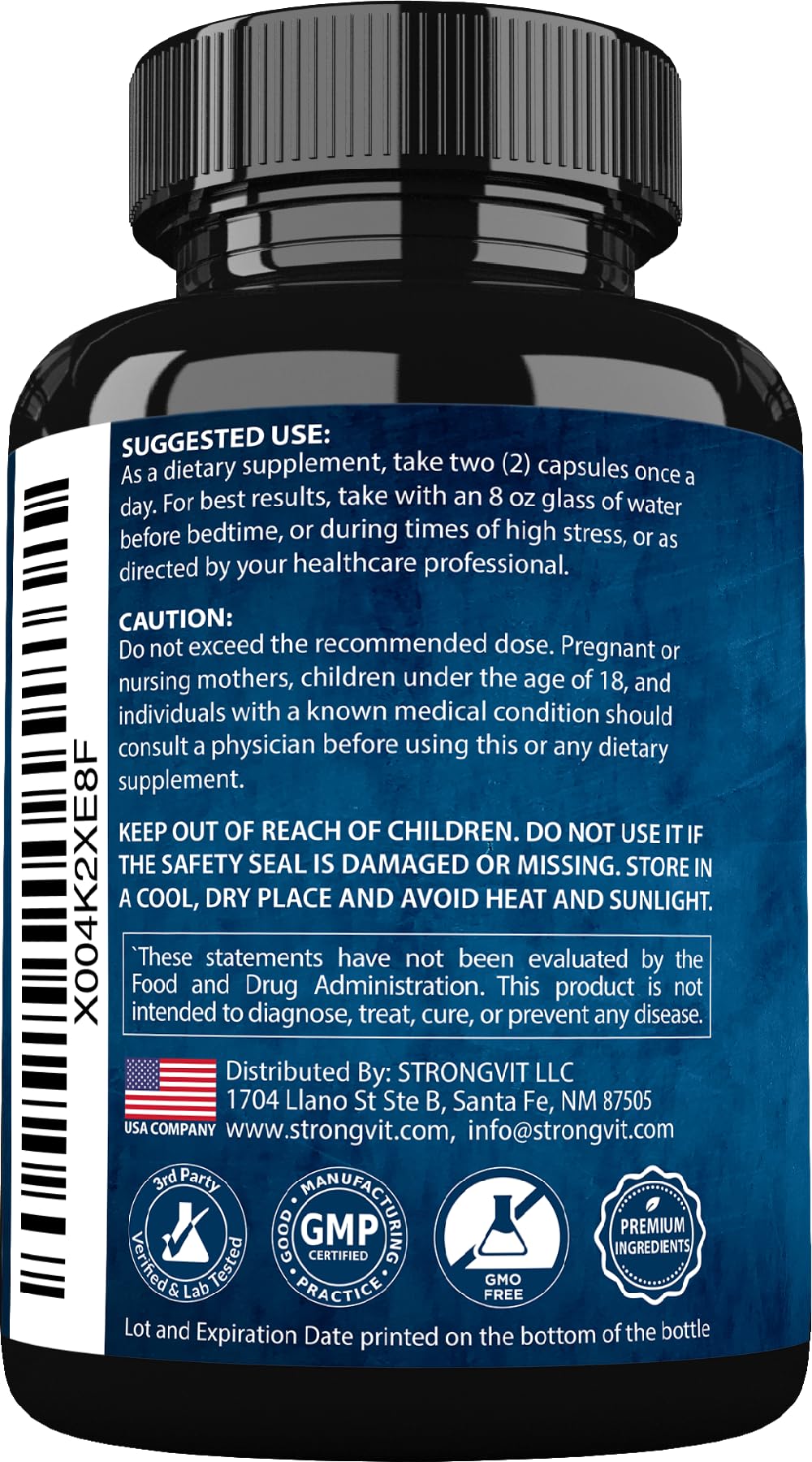 Mineral and vitamin complex ingredient list close-up