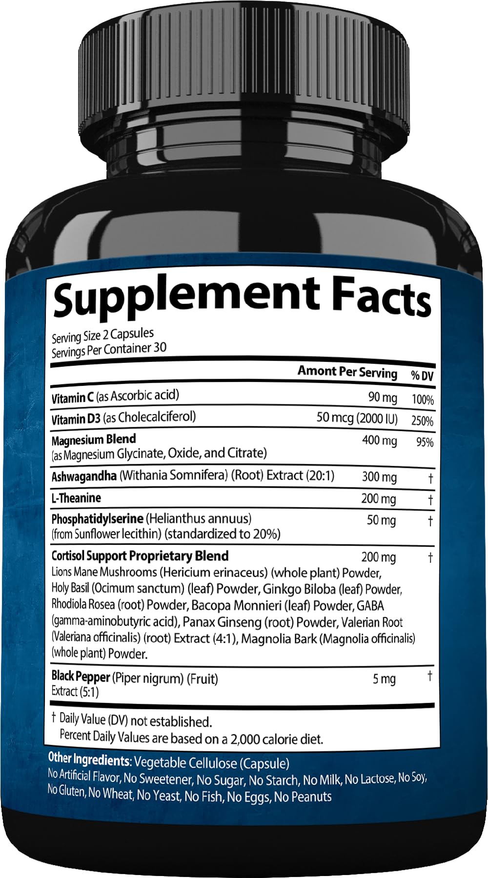 StrongVit cortisol supplement packaging with USA origin note