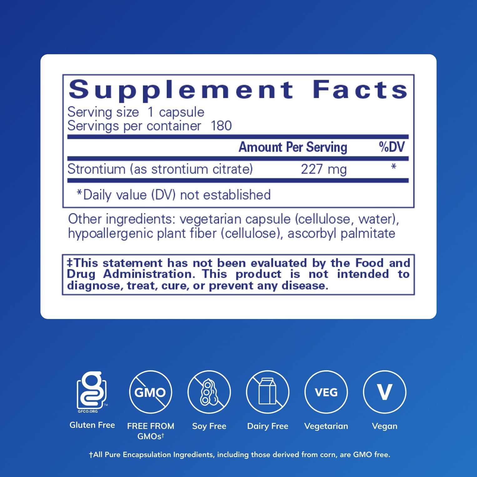 Strontium citrate capsules close-up, convenient daily bone support.