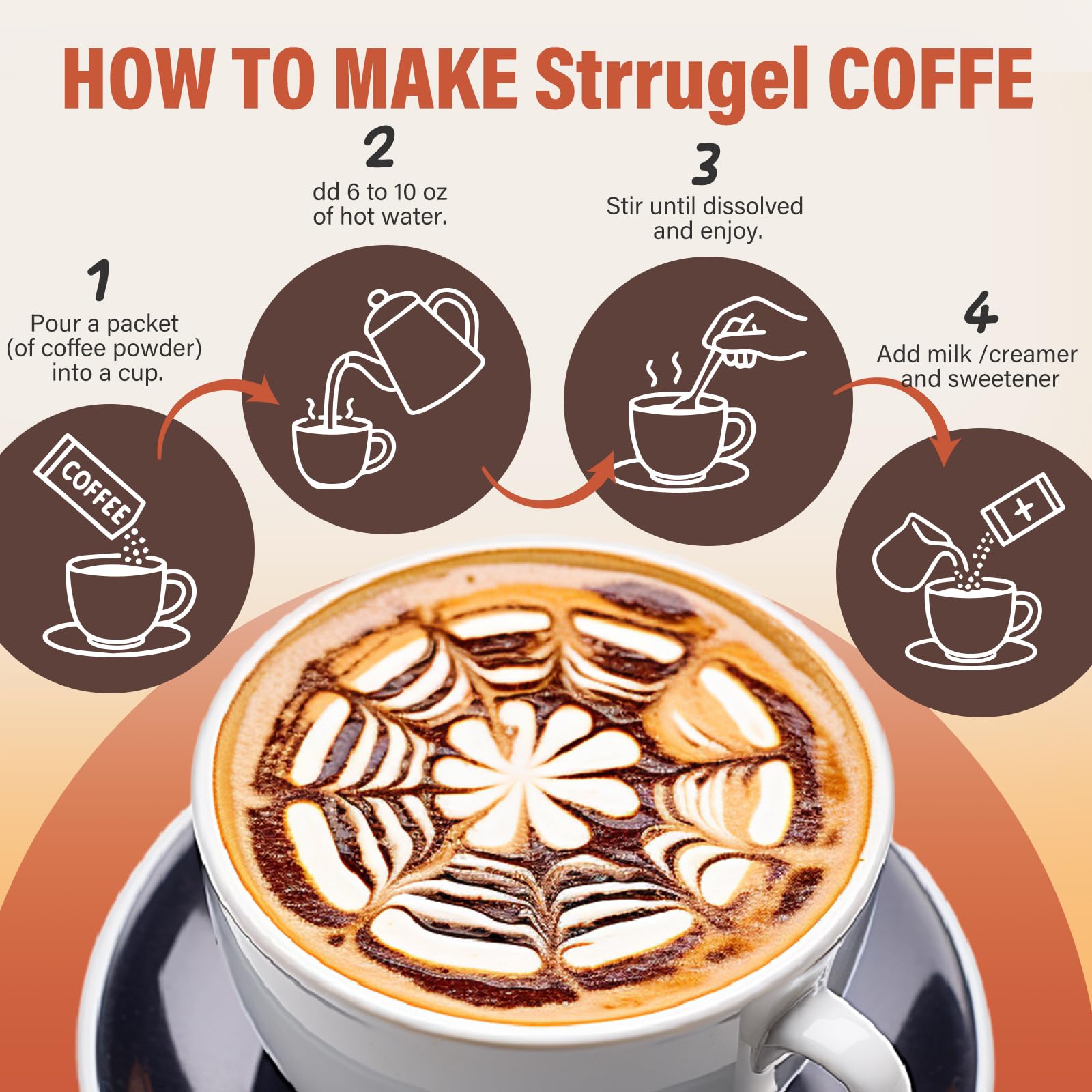 Sticks dissolving in hot water to make a cup of coffee