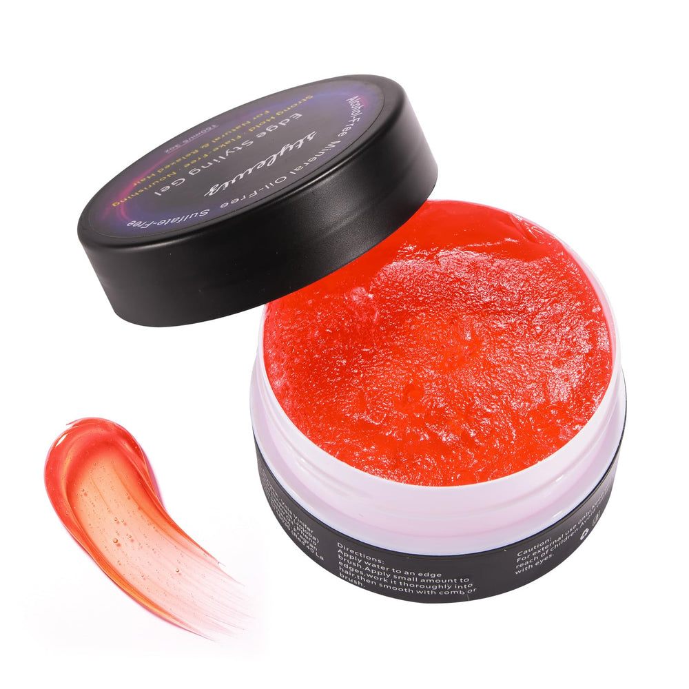 StyleWiz Nourishing Hold Edge Gel bottle delivers long-lasting edge control for smooth results.