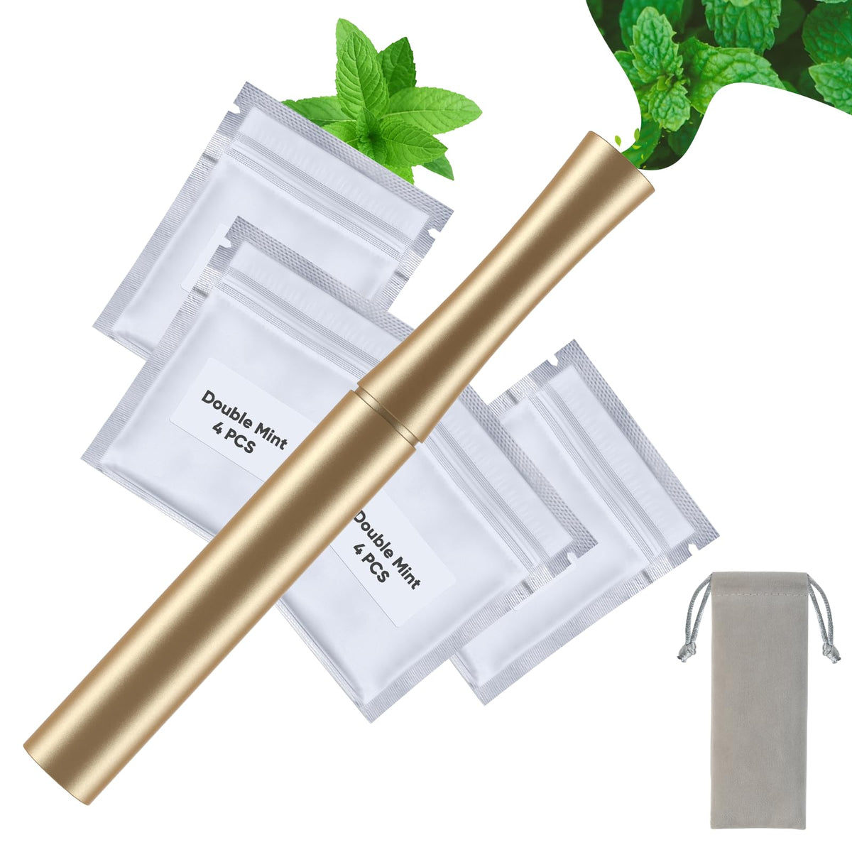 Front view of stylish gold air flavored device