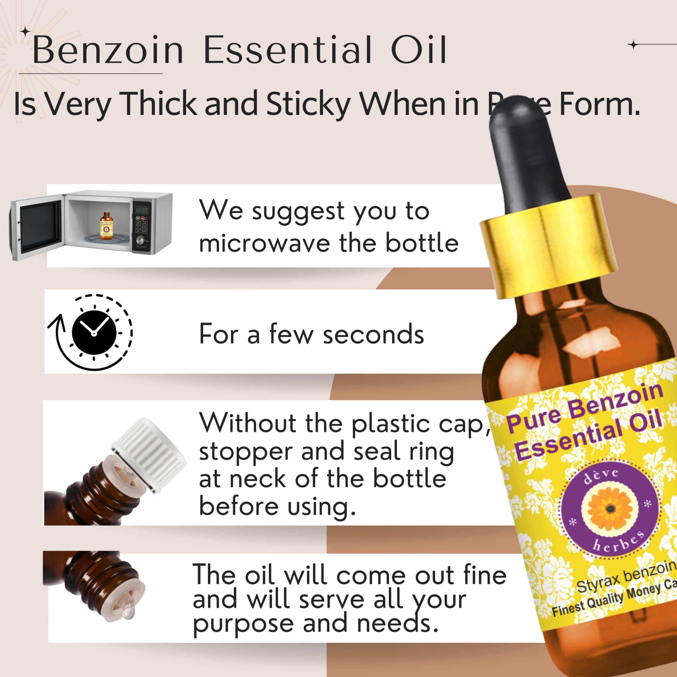 Pure Styrax benzoin essential oil bottle, 30ml