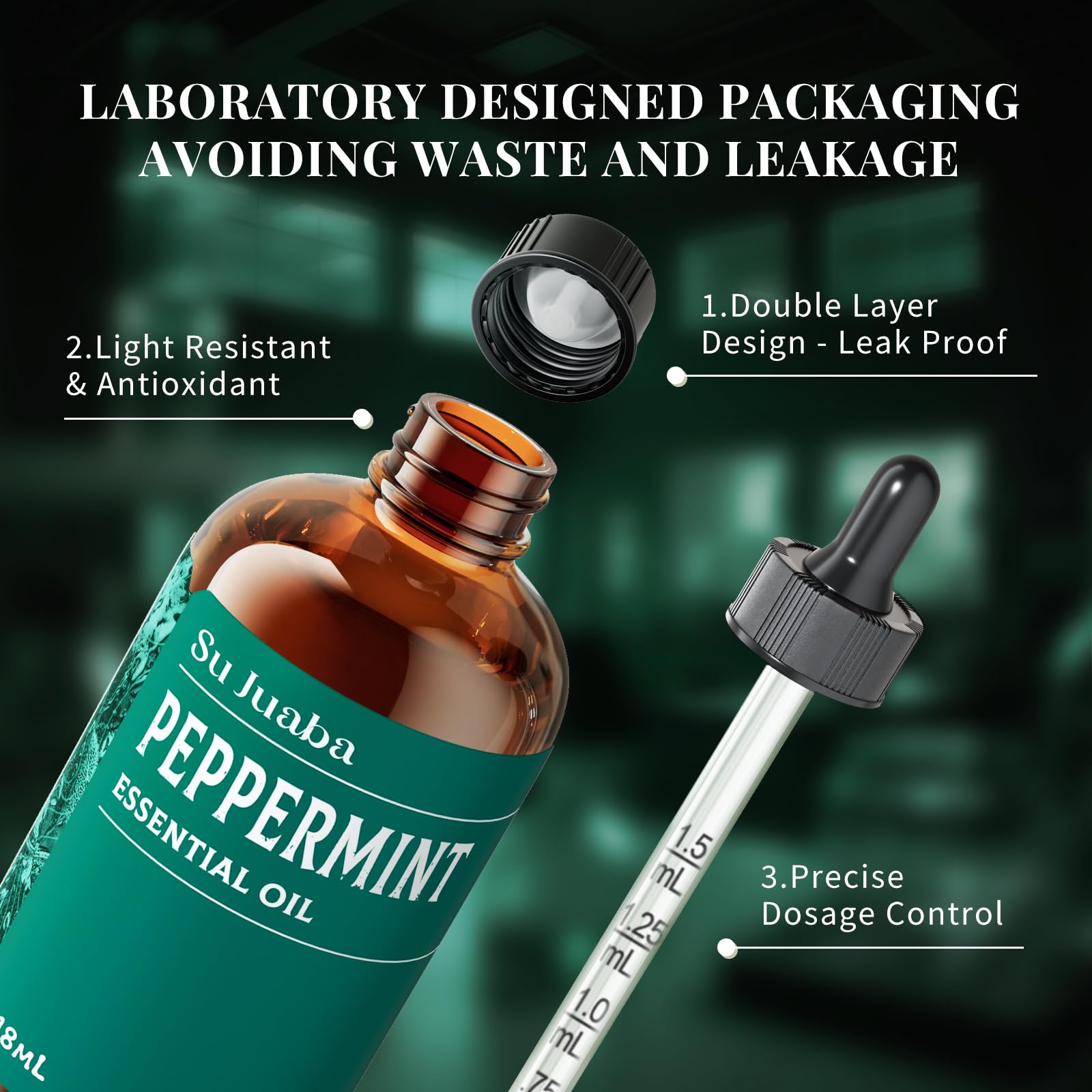Peppermint essential oil applied to skin and hair care routine