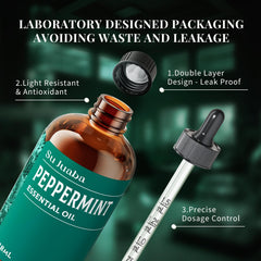 Peppermint essential oil applied to skin and hair care routine