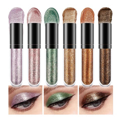 SUAKE 6-color glitter eyeshadow kit swatches show rich shimmer for bold looks.