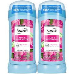 Suave Aloe & Rosewater 2-pack bundle showing fresh scent and everyday protection