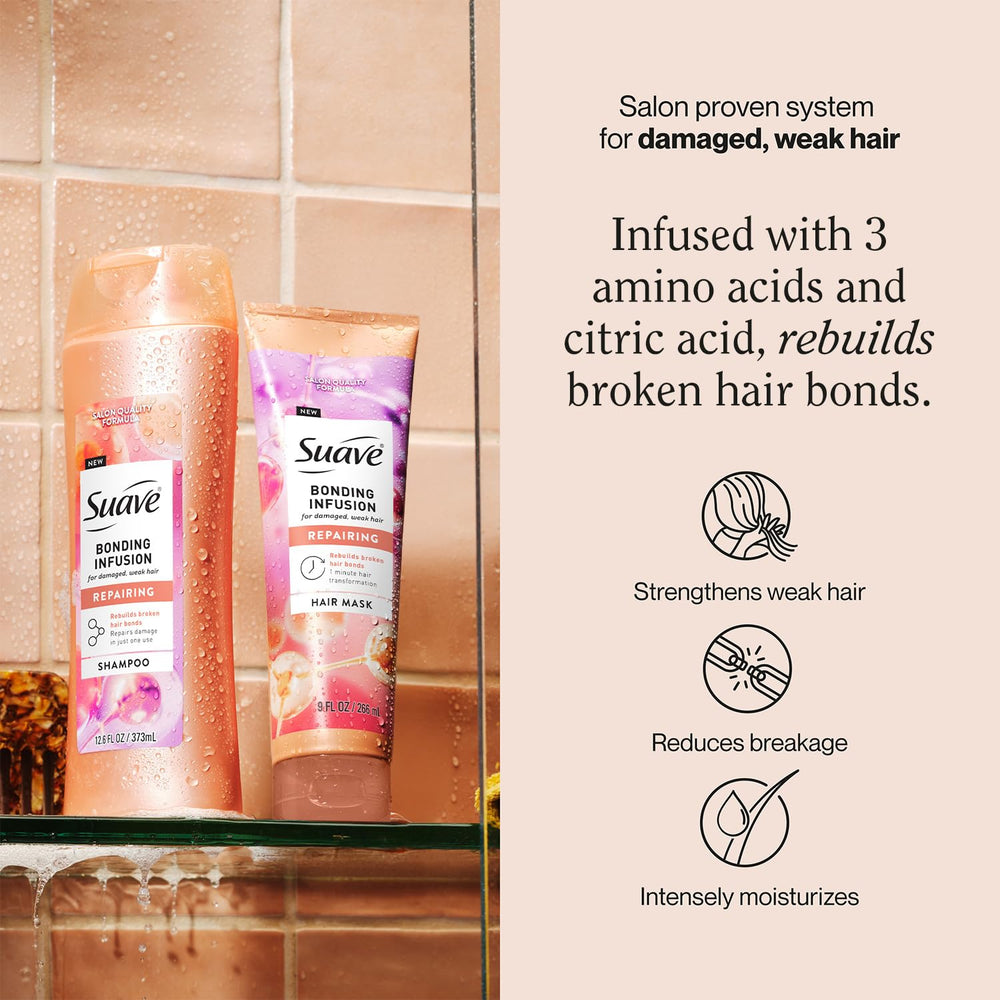 Suave Bonding Infusion Hair Mask tube highlighting repair for color-treated strands