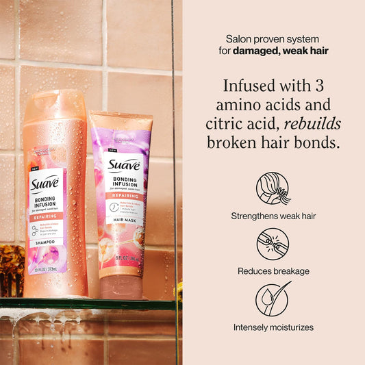 Suave Bonding Infusion Hair Mask tube highlighting repair for color-treated strands