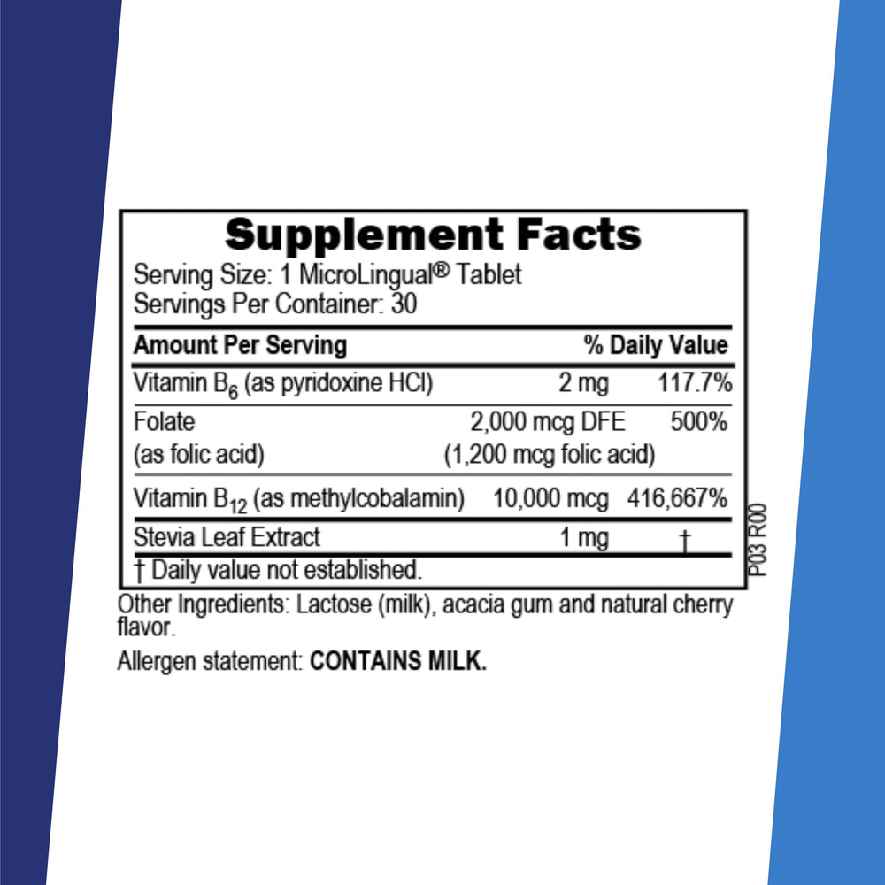 Non-GMO, preservative-free B vitamin sublingual tablets