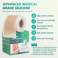 SUCONBE silicone scar tape close-up showing flexible skin-toned sheets