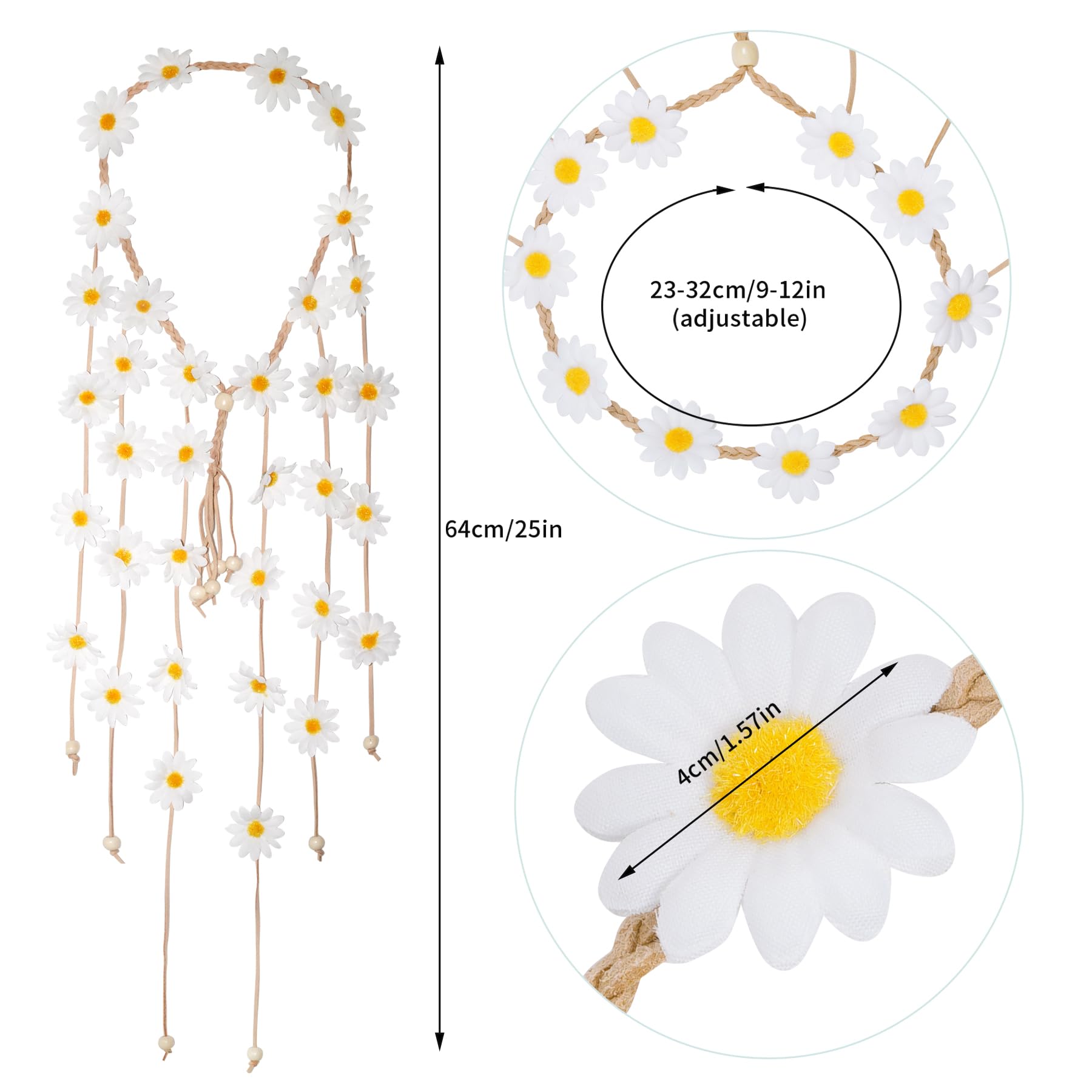 Sucrain sunflower headband fits a variety of hair types for easy styling.