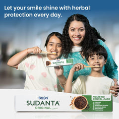 Sudanta toothpaste illustration showing fresh breath