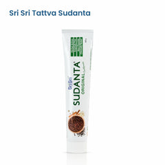Sudanta toothpaste label showing SLS-free and fluoride-free