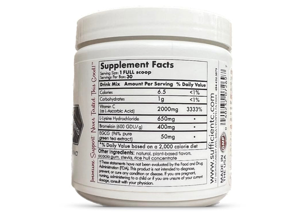 Sufficient-C product front packaging with non-GMO badge