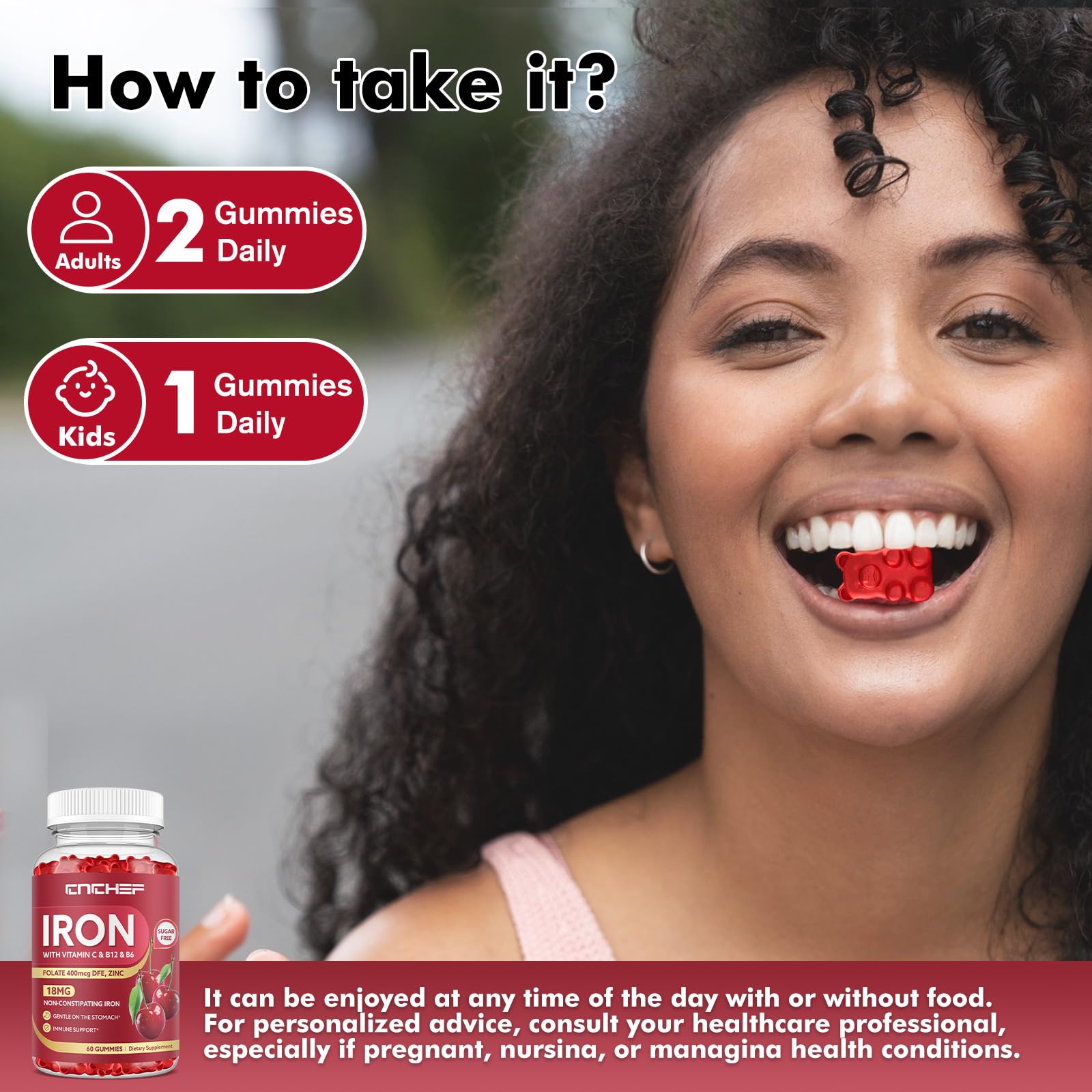 Sugar-free bear-shaped iron gummies