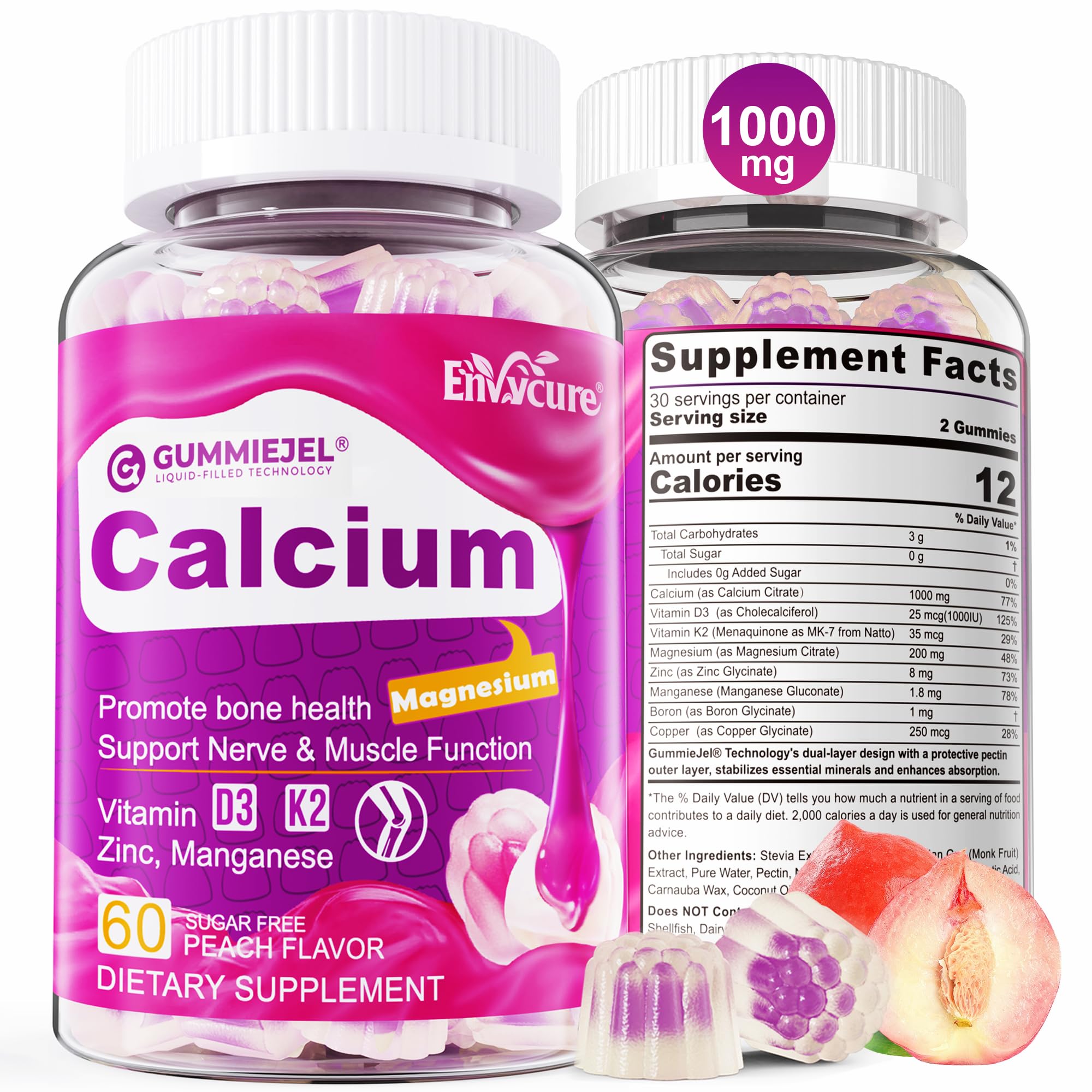 Sugar Free Calcium Citrate Gummies bottle – 60 count