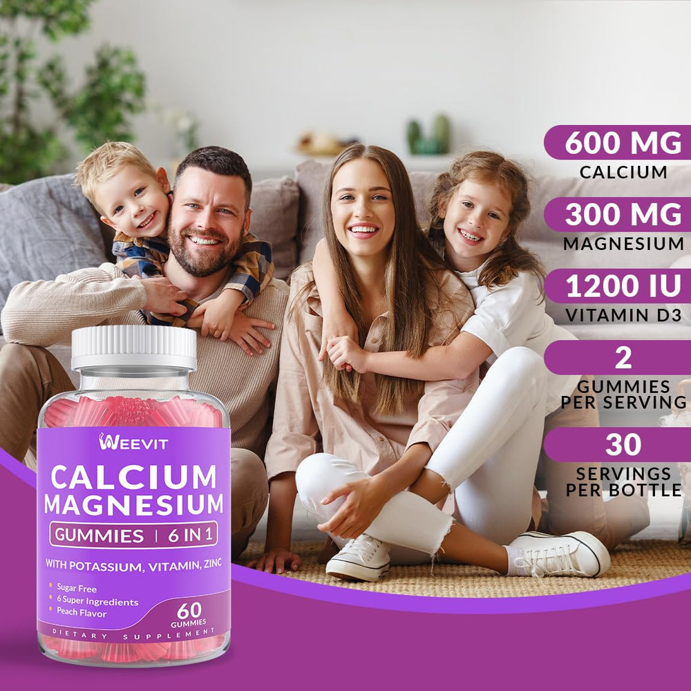 Calcium gummies with D3 and K2 showing vegan algae calcium formulation.