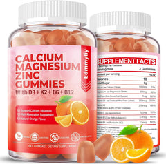 Sugar-free calcium magnesium zinc gummies bottle label