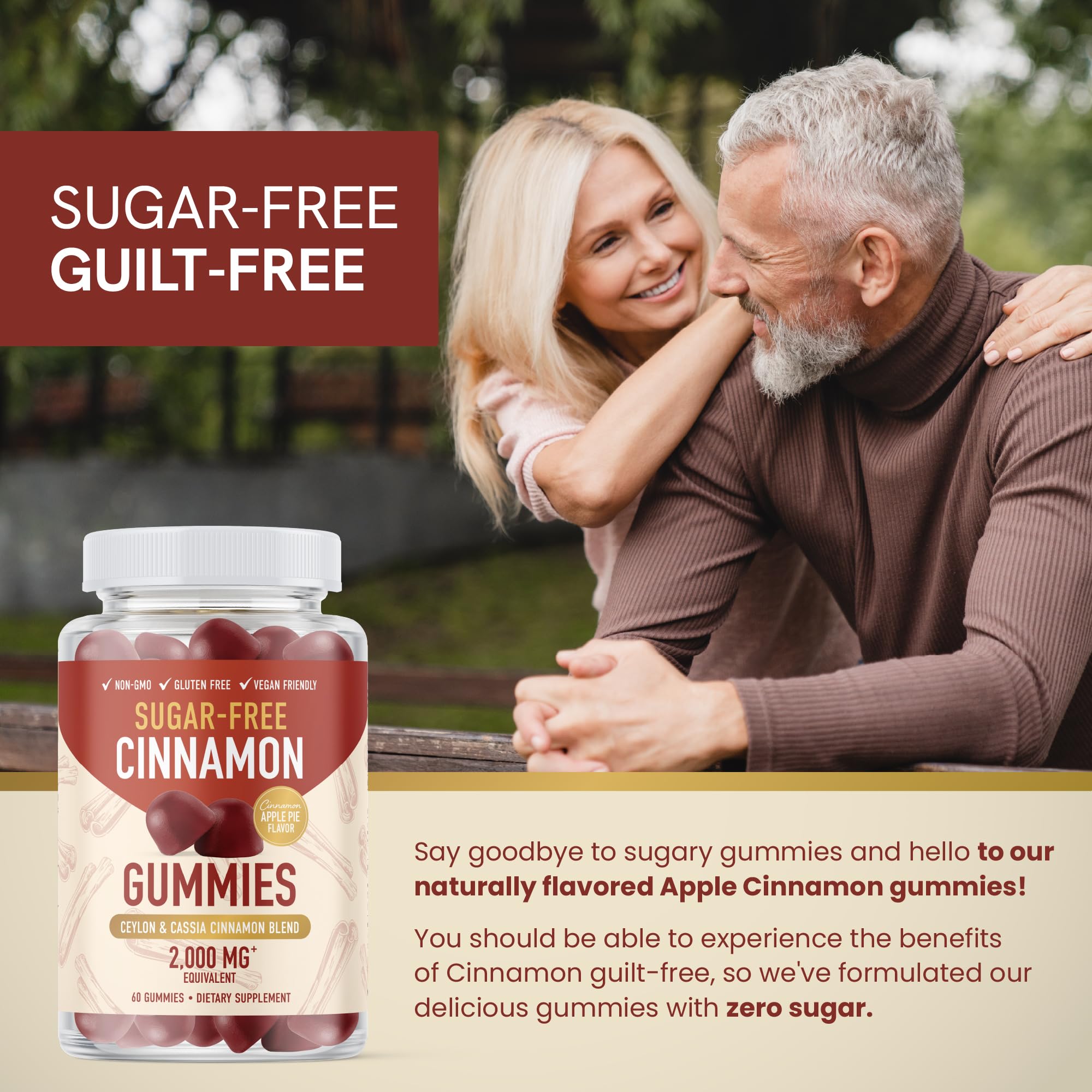 Nutrition label and ingredients for Cinnamon Gummies 2000mg