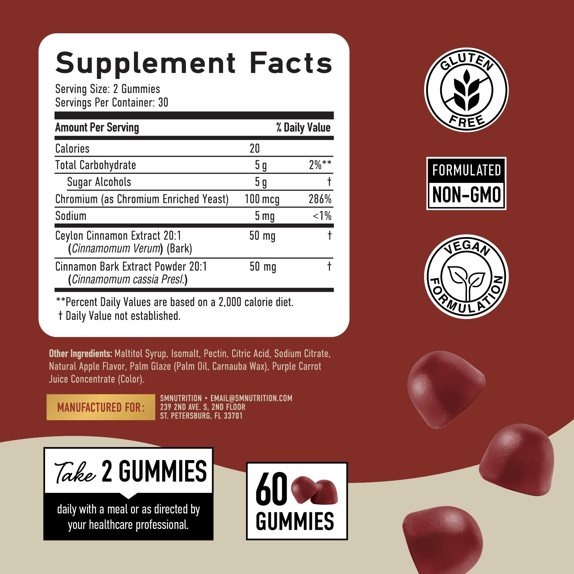 Front packaging of Sugar-Free Cinnamon Gummies 2000mg