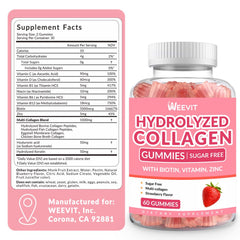 Close up of collagen gummies and vitamins