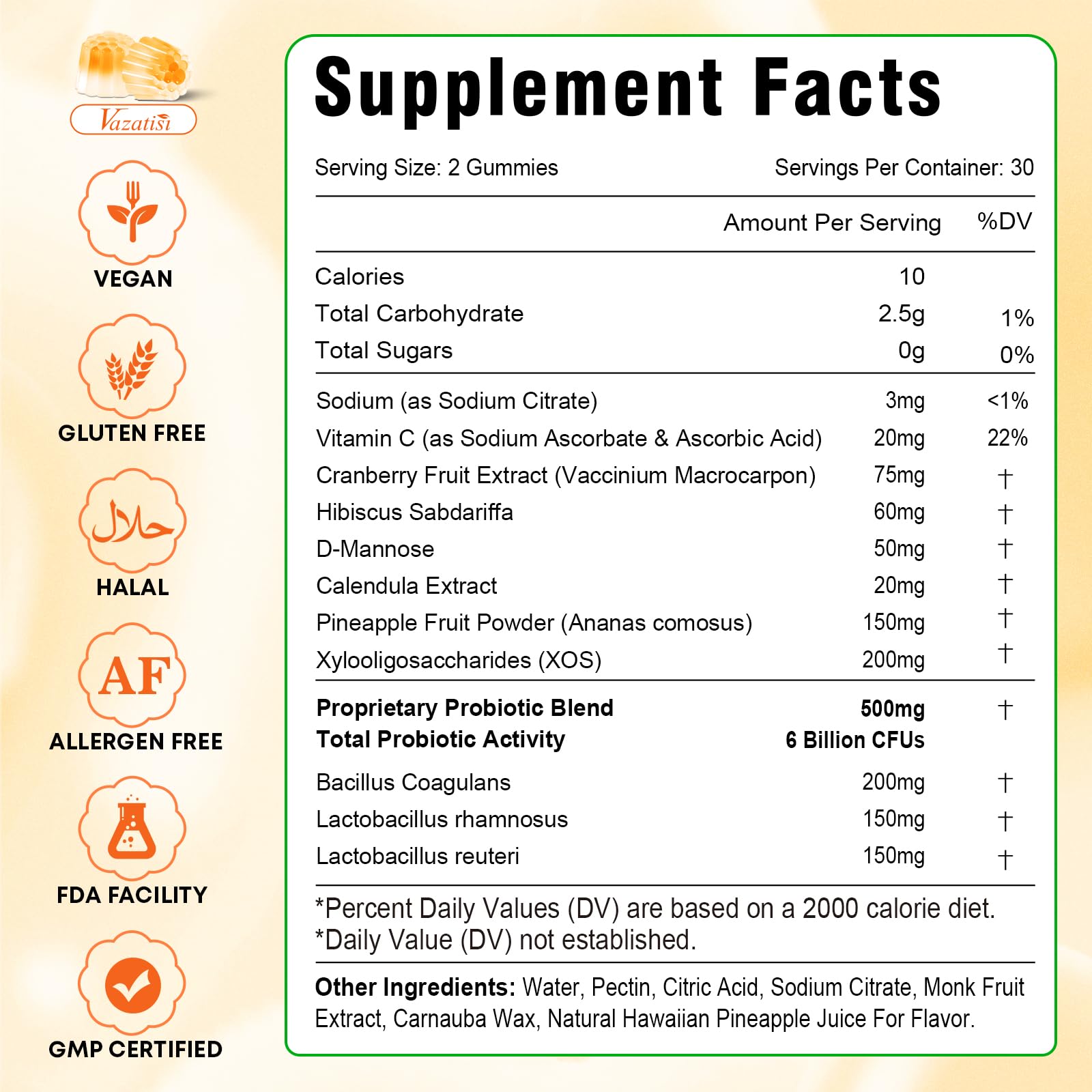 Bottle side view of Sugar Free Feminine Balance Gummies for Women