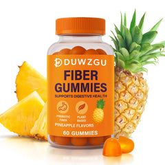 Bottle label showing 4g fiber per serving on Sugar Free Fiber Gummies