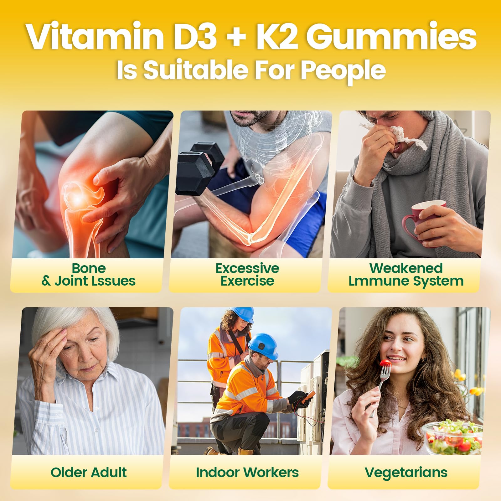 Sugar-free and gluten-free label for Vitamin D3 K2 Gummies