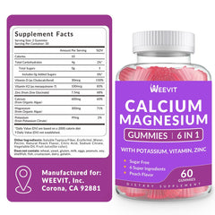 Sugar-free, gelatin-free vegan calcium gummies on white background.