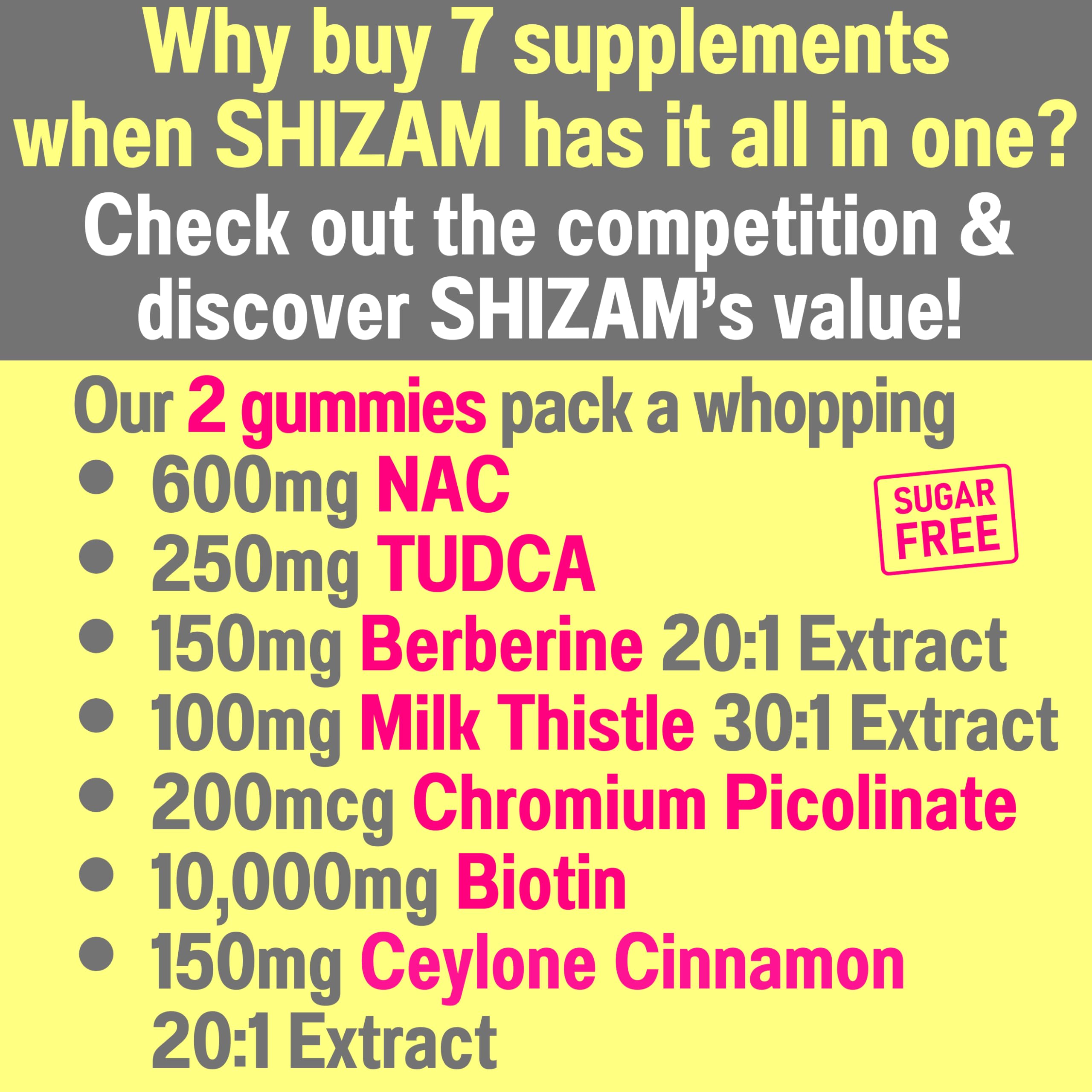 Gummy close-up highlighting 7-in-1 holistic health ingredients