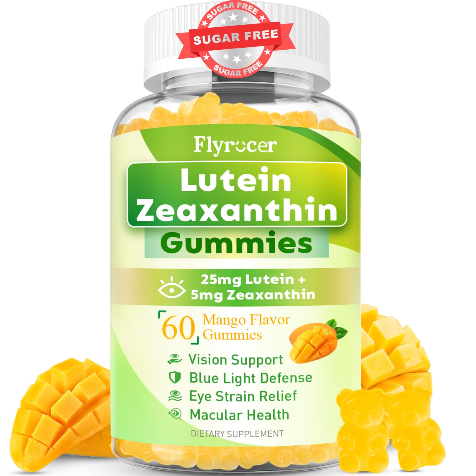 Sugar Free Lutein Gummies 60-count bottle label
