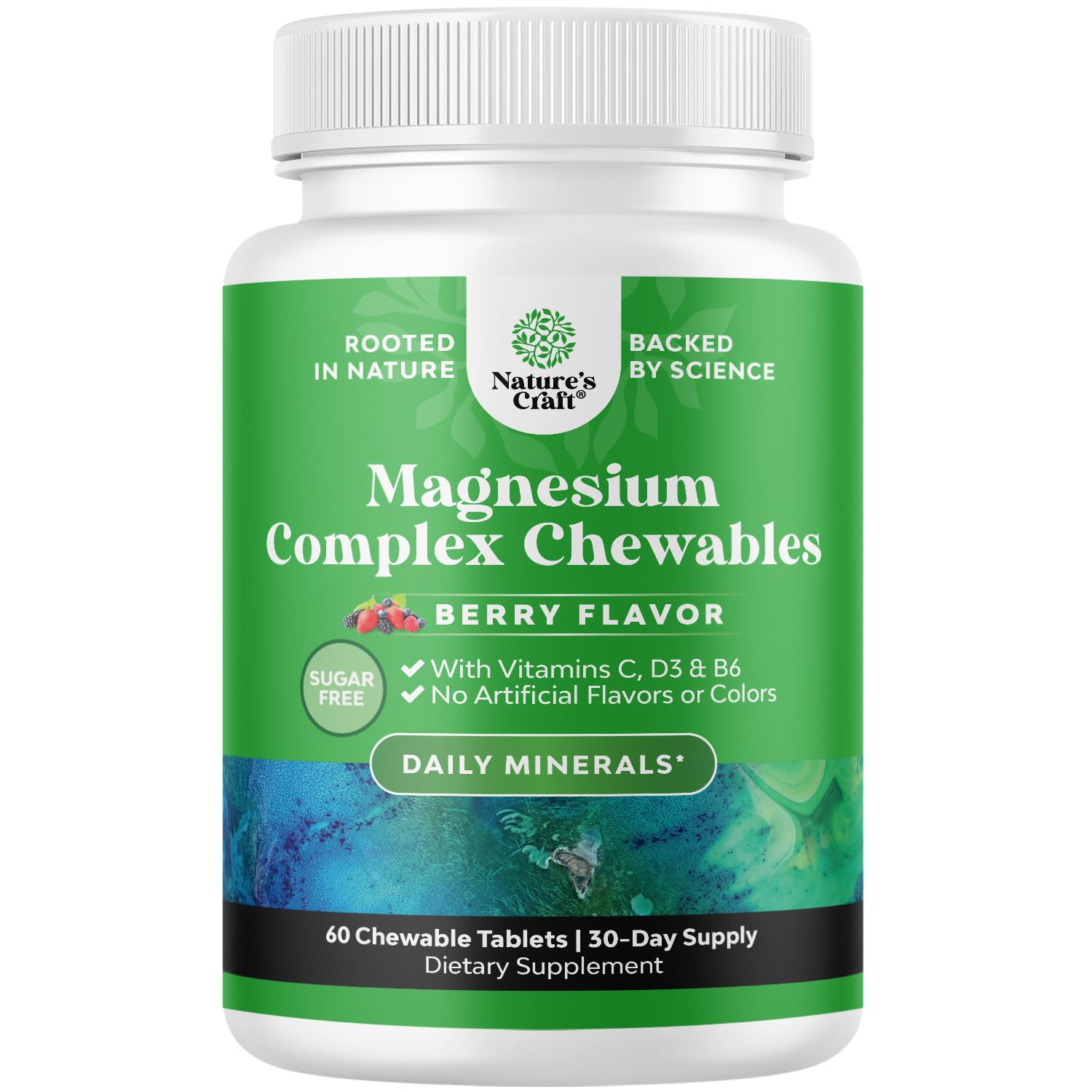 Sugar-free magnesium glycinate chewable 200mg tablet close-up